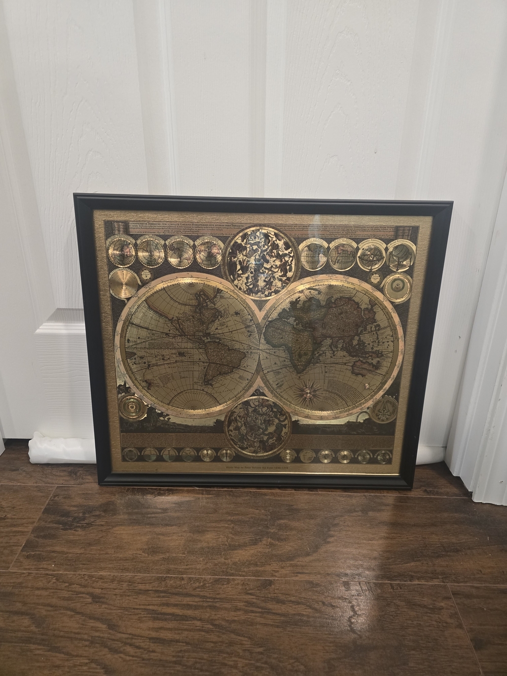 Peter Schenk the Elder Framed Gold Foil Reproduction Map
